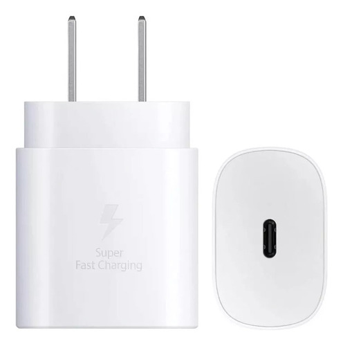 Cargador Cuadro 25w Carga Rápida Para Android Samsung Galaxy Blanco