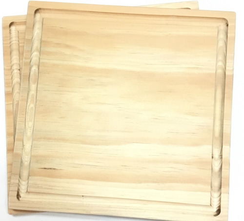 Kit 15 Platos Tabla De Madera 25x25cm Para Servir O Picar