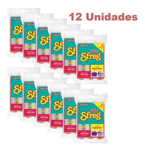 Esponja Esfreg Limpeza Delicada Kit Com 12 Un. Esfrebom