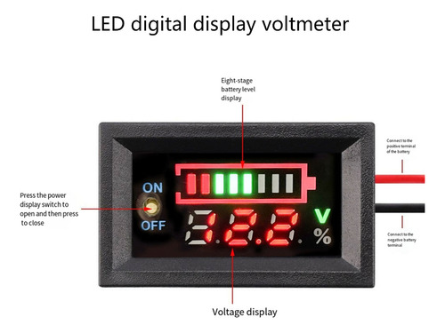 Voltímetro Digital Led Para Monitoreo De Voltaje En Tiempo R