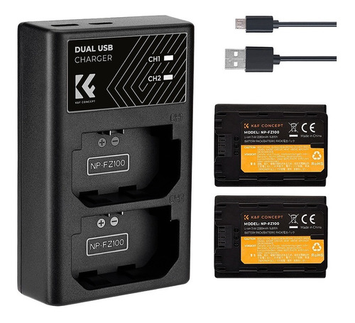 Kitcargador +2 Baterias Sony Np-fz100 K&f Concept Kf28.0016