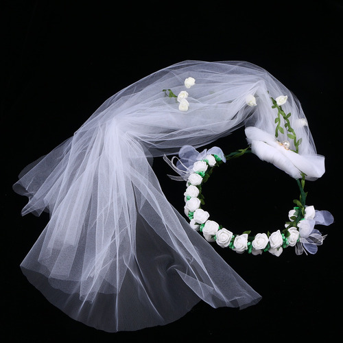 Imagen 5 de 8 de Boda Velos De Novia Con Corona Floral Tocado Blanco Wedd