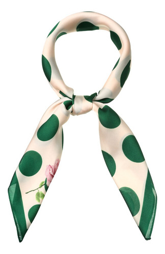 Pañuelo Cuadrado Mujer De Lunares Bufanda De Cuello 70x70cm Color Verde Diseño De La Tela Polka Dots