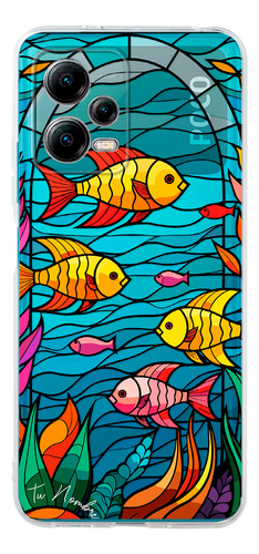 Funda Para Xiaomi Para Mujer Peces Vitral Con Tu Nombre