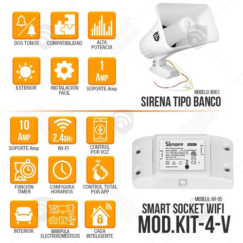 Imagen 2 de 10 de Alarma Vecinal Wifi Inalambrico Caja Proteccion Casa Sensores Sirena Tipo Banco Alerta Control Via App Celular Negocio
