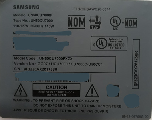 Bocinas Tv Samsung Un50cu7000f (Usado)