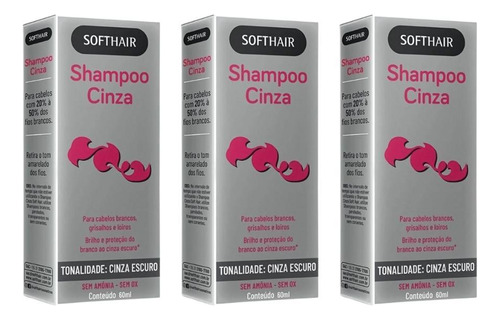 Shampoo Soft Hair 60ml Cinza Escuro 20% À 50% - Kit Com 3un