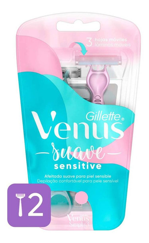 Rastrillos Desechables Gillette Venus Suave Sensitive Para Depilar 2 Piezas