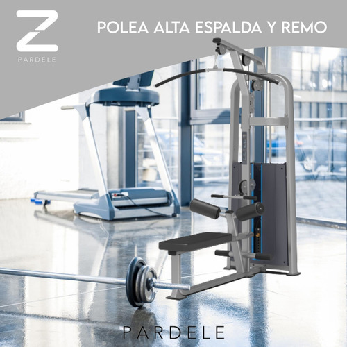 Aparato Polea Alta Espalda Y Remo Maquina Ejercicio Gimnasio Color de la estructura Gris oscuro Color del tapizado Negro
