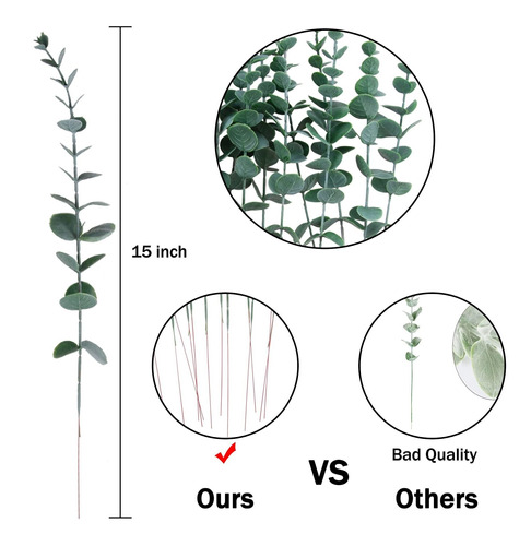 Feqo 90 Tallo Eucalipto Artificial Verd Hoja 15 Rama