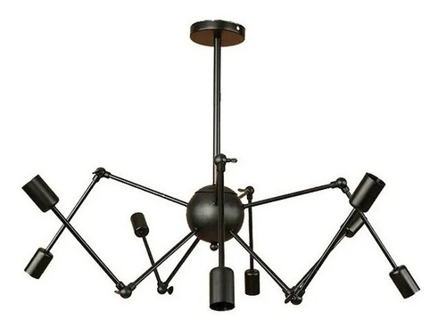 Lampara Araña De 8 Brazos Retractable Negra