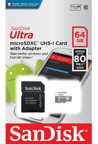 Cartão De Memória Micro Sd Ultra Classe 10 64gb Sandisk