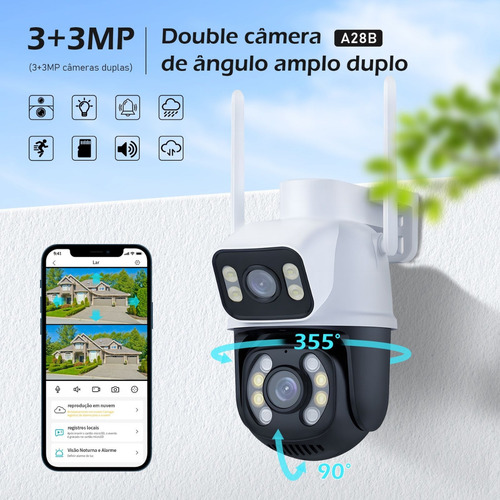 Câmera De Segurança Dupla Wi-fi Smart Angulo Duplo 3mp Icsee