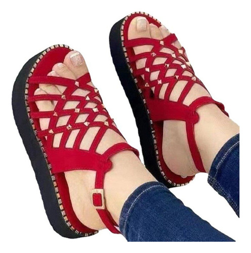 Sandalias Gladiador Tacón Plano Mujer Zapatos Plataforma