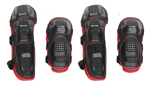 Rodilleras Moto Y Coderas Juego Completo Ghb Color Negro