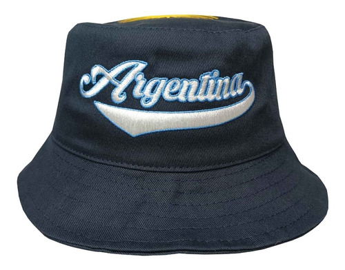 Bob Hat Piluso Azul  Seleccion Argentina Bordado Sol