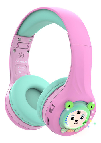Riwbox Kids Bluetooth Heads, Fb-7s Frog Kids Toddler Heads . Color Pink/Green