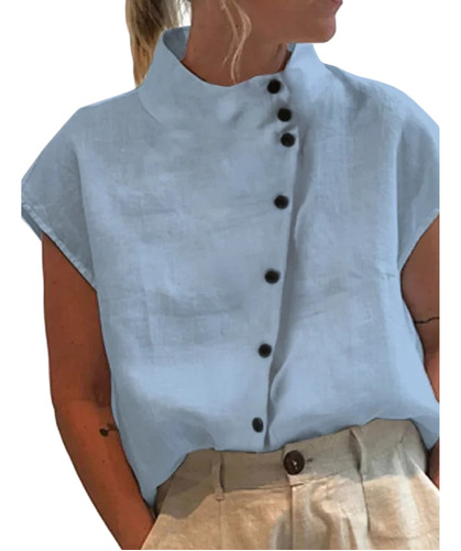 (lb-xl) Blusa Con Cuello Alto Para Mujer, Camisa Holgada De