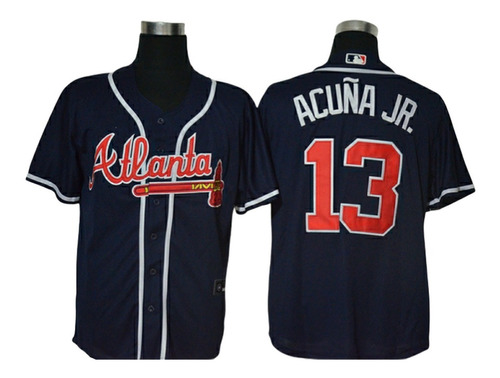 Imagen 1 de 2 de Camiseta Casaca Baseball Mlb Atlanta Acuña Jr 13