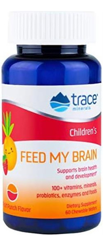 Trace Minerals Feed My Brain Wafers mas de 100 vitaminas minerales probióticos Ponche de frutas 60 unidades