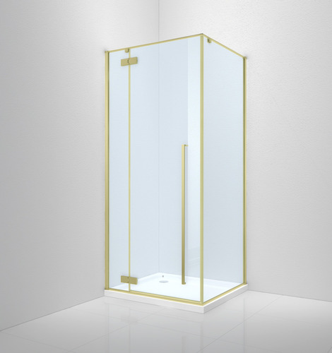 Mampara Gorena Box Ducha Positano 100cm Cabina Recta S/base Armazón Dorado Panel Trasparente