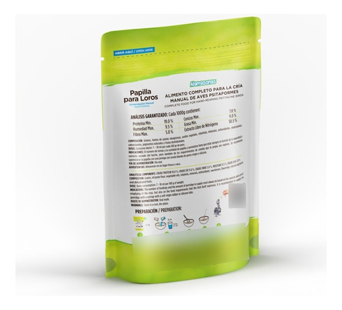Papilla Para Loros Alamazonas 1kg + Jeringa Latex 20ml Envio