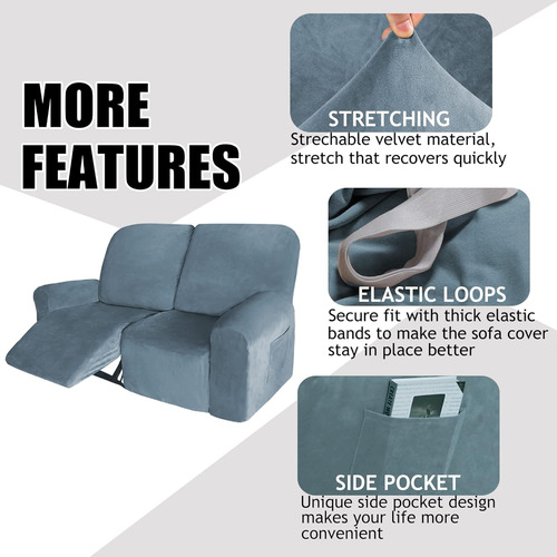 Funda De Terciopelo Sofá De Dos Plazas Reclinable, Pro...