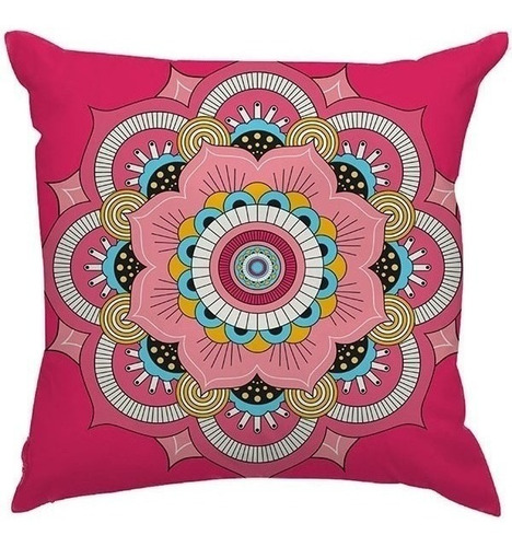 Capa De Almofada Mandala Fundo Rosa Decoração Sofá Sala