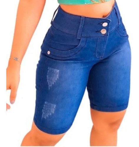 Bermuda Jeans Feminina Cós Alto: Curvas Em Destaque.