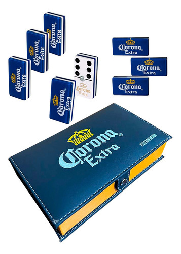 Domino Corona Extra Fondo Azul Y Baraja Española Negra Model