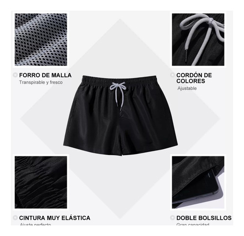 Traje De Baño Hombre De Playa Corto Shorts 2pzs Rojo/negro M