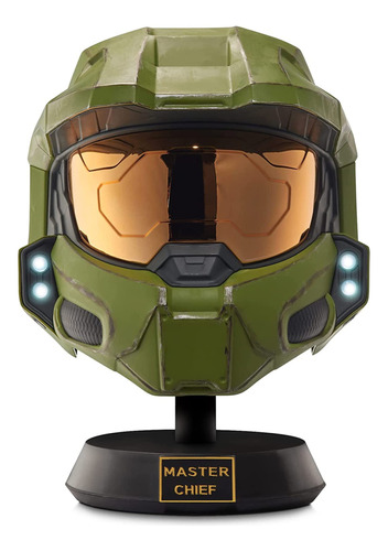 Halo Master Chief - Casco De Lujo Con Soporte, Luces Led En