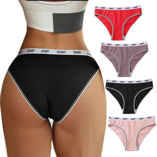 Pack De 4 Bragas Sexy Tanga Algodón Puro Para Mujer