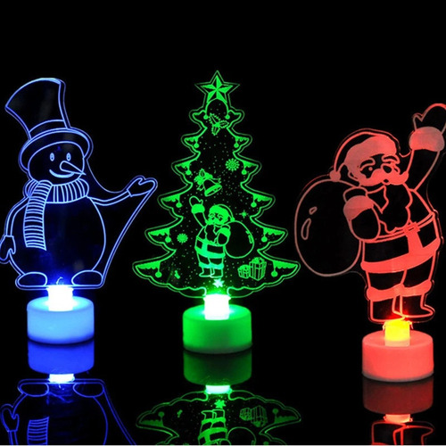 Luces Led Noche,lámpara Muñeco Nieve De Colores Intermitente