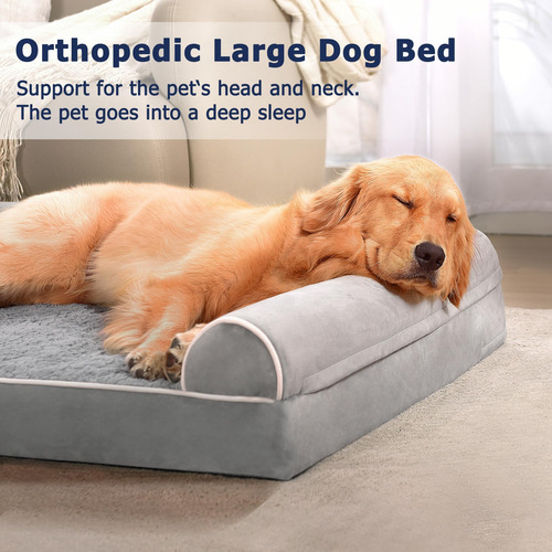 Cama Ortopédica Para Perro Mediano Sofá De Espuma Impermeabl Gris Diseño