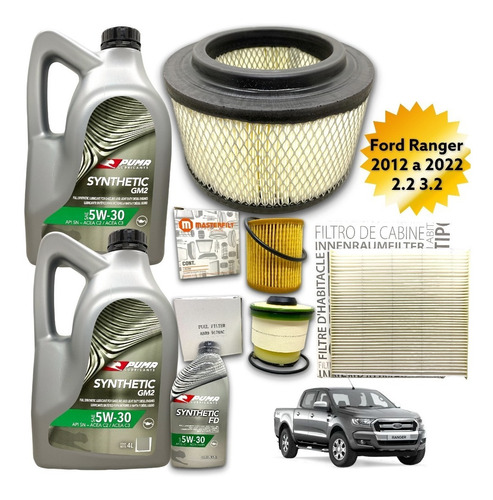 Kit Service 9l Aceite 5w30 Y 4 Filtros Ford Ranger 3.2 2.2