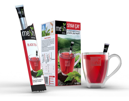 Mesh Black Stick Tea | 16 Sticks | Premium Instant Tea | No.