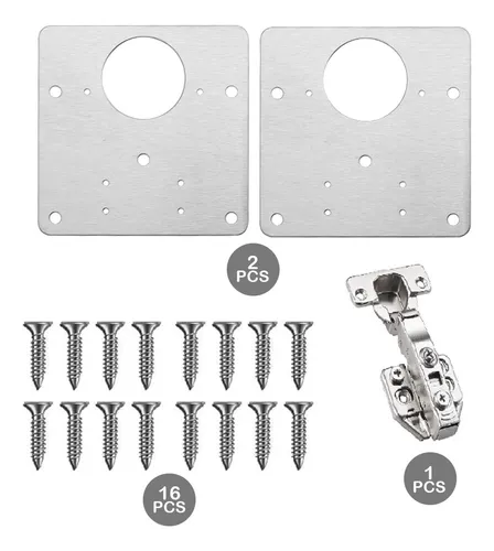 Par De Placa De Reparacion Bisagra Mueble Tornillos Puerta