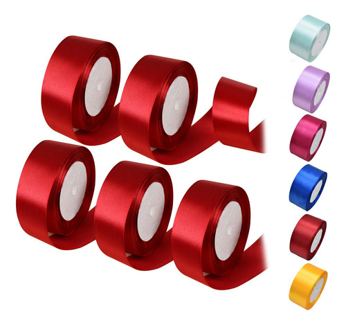 . - De 5 Rolos De Fita De Cores De Decoração De Cetim 4 Cm 1