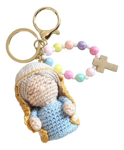 Llavero Virgen Artesanal, Amigurumi Tejido Rosario 