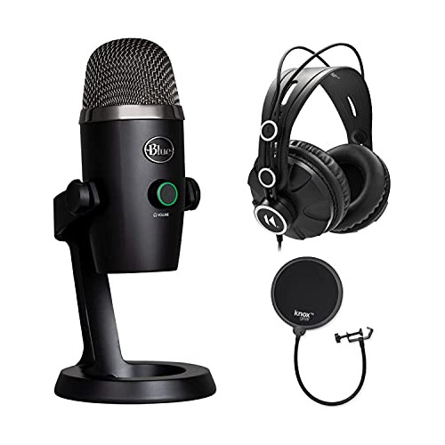 Micrófono Usb Blue Yeti Nano Premium Negro Con Audífonos K