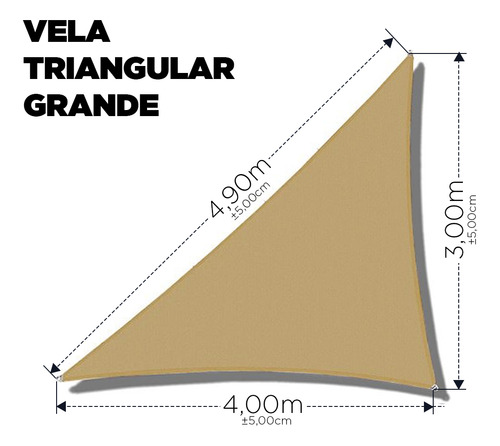 Toldo Vela Decorativa Triangular Beige 90% 3m X 4m X 4.9m