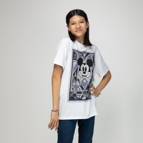 Polera Niño Bicolor Mickey 100 Años Blanco Disney