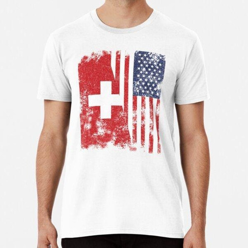 Remera Switzerland Usa Bandera - Medio Americano Algodon Pre