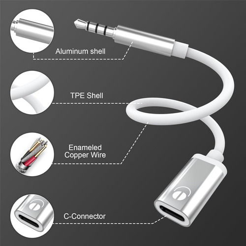 . Adaptador De Cable De Audio Macho A Hembra Tipo C De 3,5