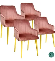 Comprar Set 4 Sillas Sillones Comedor Modernos Terciopelo Elegantes Estructura de la silla Dorado Asiento Rosa