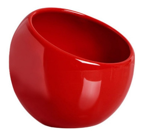 Vaso Redondo Gota Inclinado Vermelho De Cerâmica Silveira