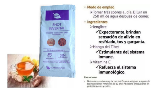 Blen 8 Shot Invernal Polvo P/preparar Bebida Sabor Naranja