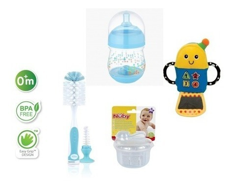 Mamadera Nuby Gift Set 120 Ml Cepillo Dosificador Formula