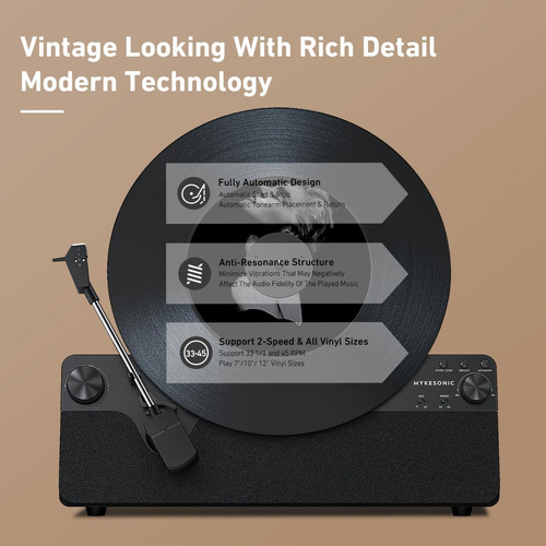 Reproductor Vinilo Bluetooth Hi-fi Cartucho Tocadiscos